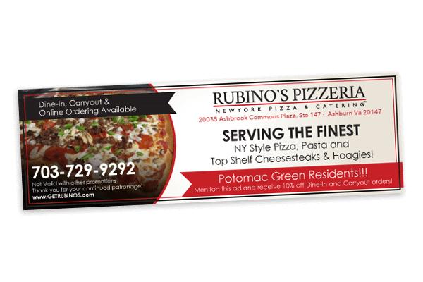 Rubino's Pizzeria new ad design
